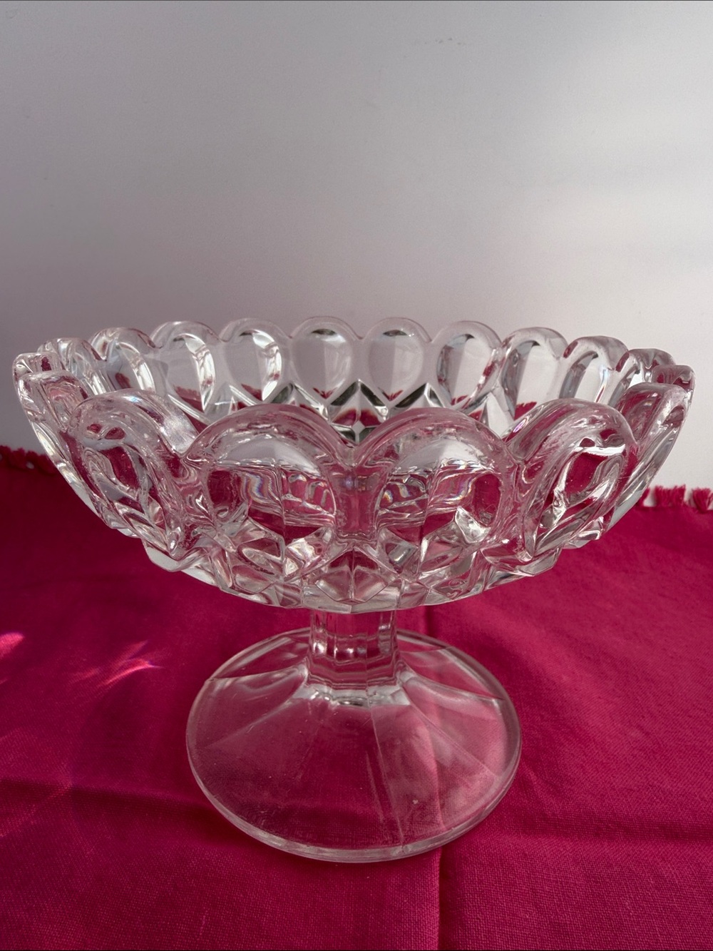 Antique Bakewell Pears & Co Flint Glass Victoria Pattern Compote Pedestal 6.25”